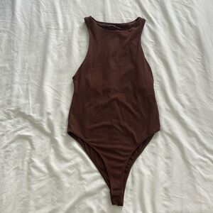 Zara High Neck Bodysuit in Brown